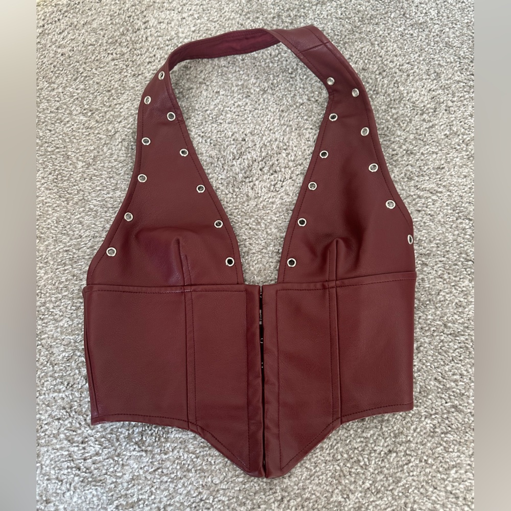 Princess Polly Palladia Pu Jordy Corset Burgundy